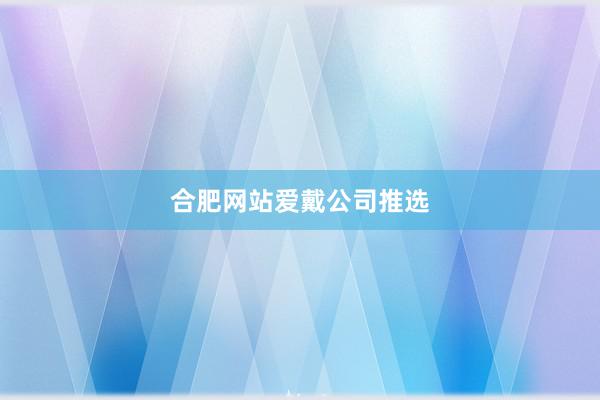 合肥网站爱戴公司推选